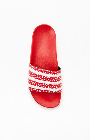 adidas Women's Red & White Polka Dot Adilette Slide Sandals | PacSun
