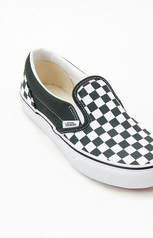 Vans Kids Green Checker Classic Slip-On Shoes | PacSun