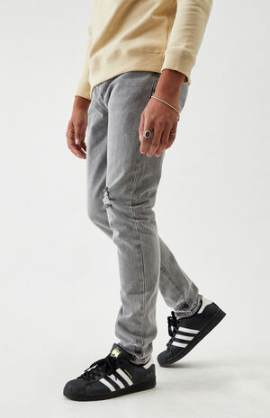 PacSun Gray Ripped Slim Taper Jeans | PacSun