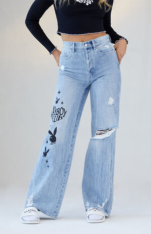 Playboy By PacSun Eco Super Distressed High Waisted Baggy Jeans | PacSun