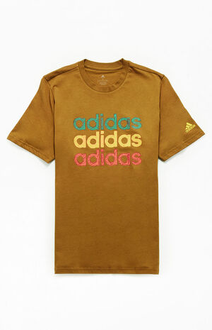 adidas Brown Multi Linear Logo T-Shirt | PacSun