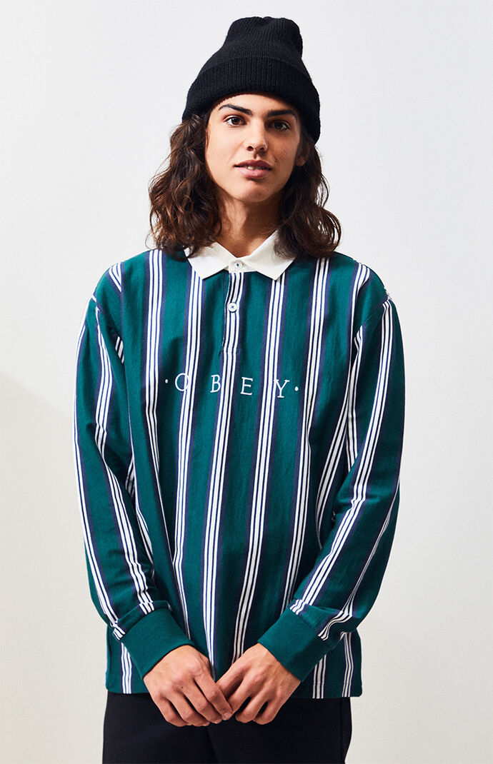 Obey Firm Classic Striped Long Sleeve Polo Shirt | PacSun