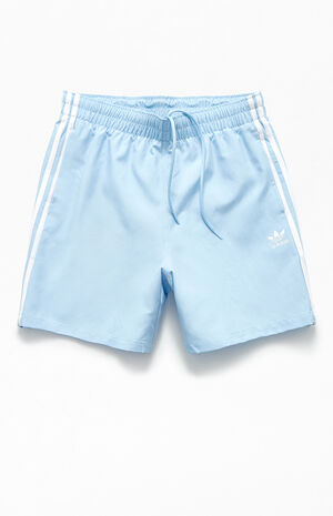 adidas Light Blue 3-Stripes 20" Swim Trunks | PacSun
