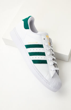 blive imponeret bryder daggry rutine adidas White & Green Superstar Shoes | PacSun