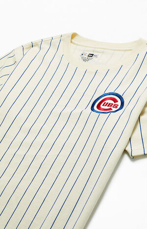 Chicago Cubs New Era Pinstripe T-Shirt - Blue Large
