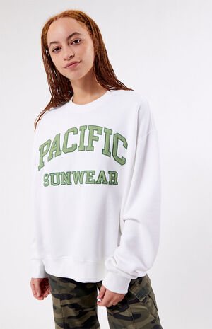 Pacsun Women's Pacific Sunwear Arch Crew Neck Sweatshirt in White - Size Large
