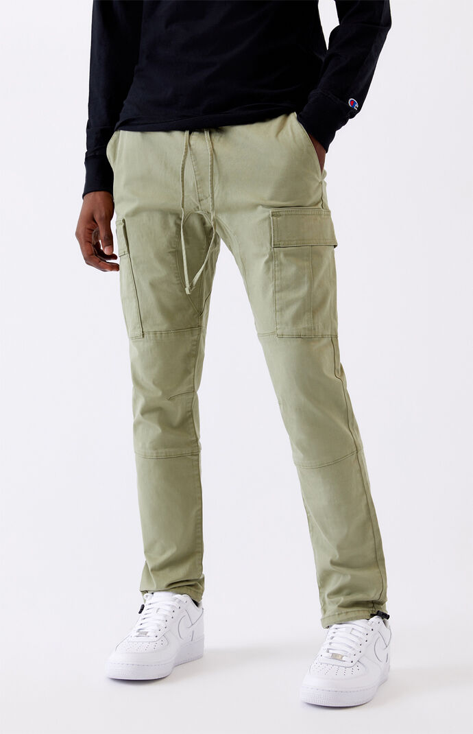 green slim cargo pants