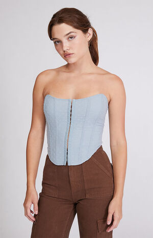 Kendall & Kylie Lace-Up Back Strapless Corset Top