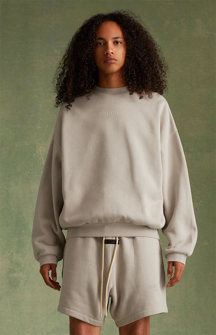 Fear of God Essentials Silver Cloud Crew Neck Sweatshirt | PacSun