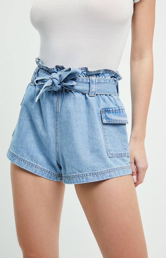 pull on blue jean shorts