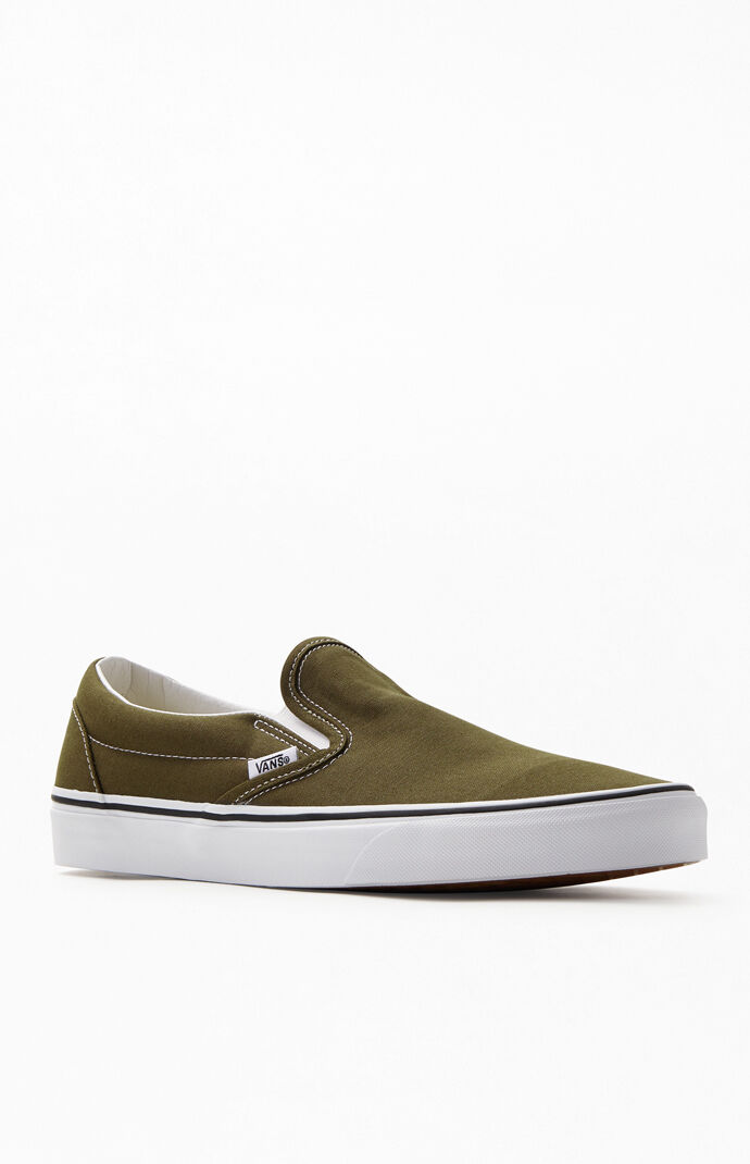 Vans Olive Classic Slip-on Shoes by Pacsun