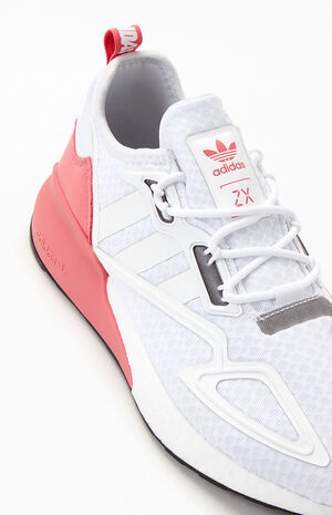 adidas Women's White & Pink ZX 2K Boost Sneakers | PacSun