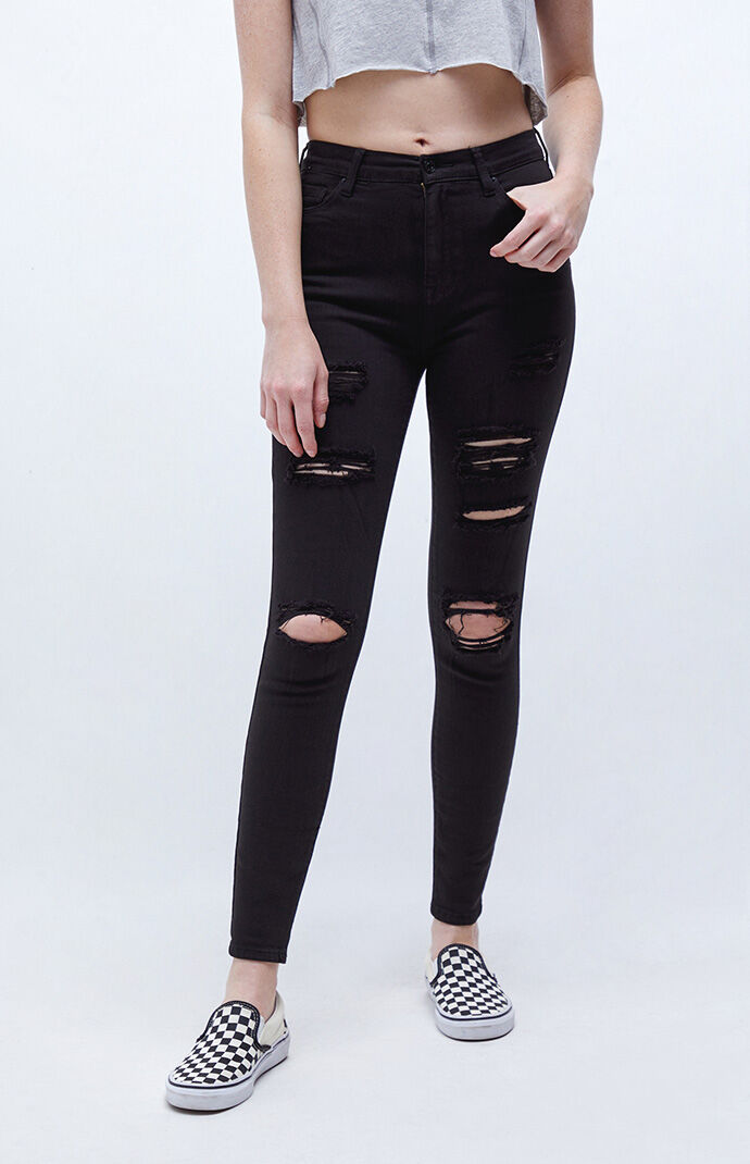 black jeggings with rips