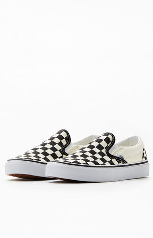 Classic Checkerboard & Black Slip-On Shoes |