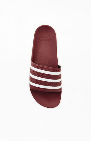 adidas Burgundy Adilette Slide Sandals | PacSun