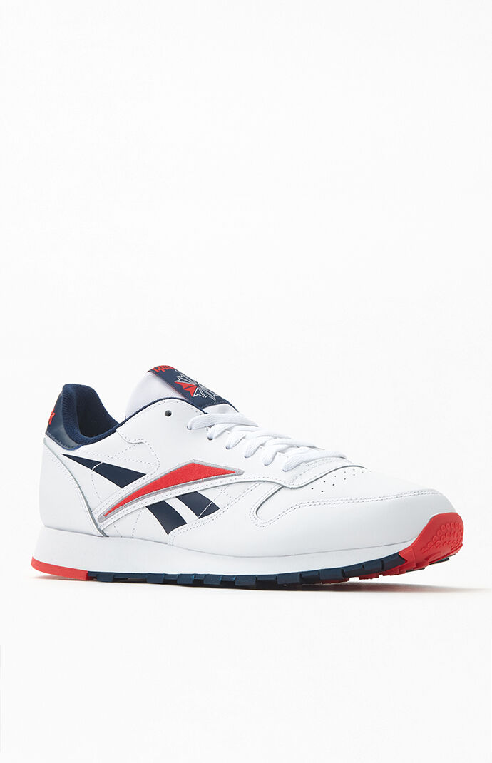 Reebok White Red & Navy Classic Leather Shoes | PacSun