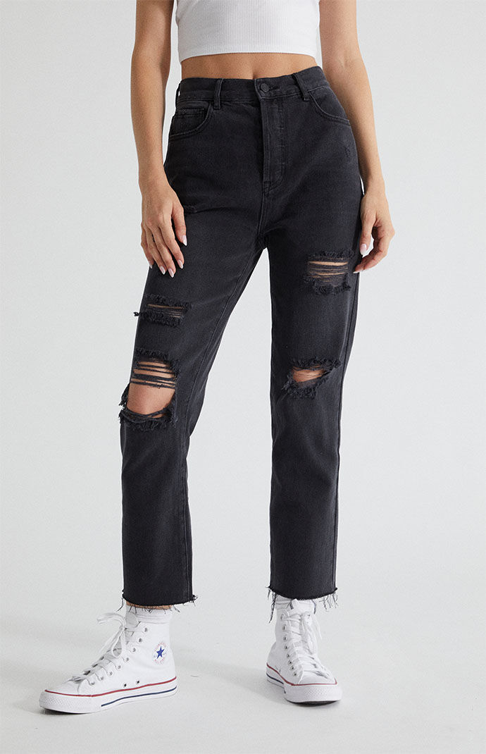 straight leg ripped jeans womens