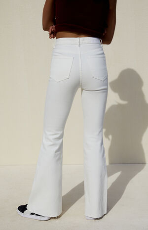 PacSun White Button Stretch High Waisted Flare Jeans | PacSun