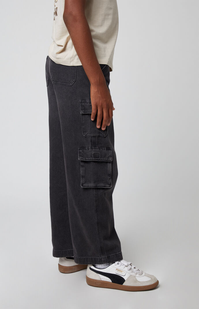 PacSun Kids Black Baggy Cargo Jeans