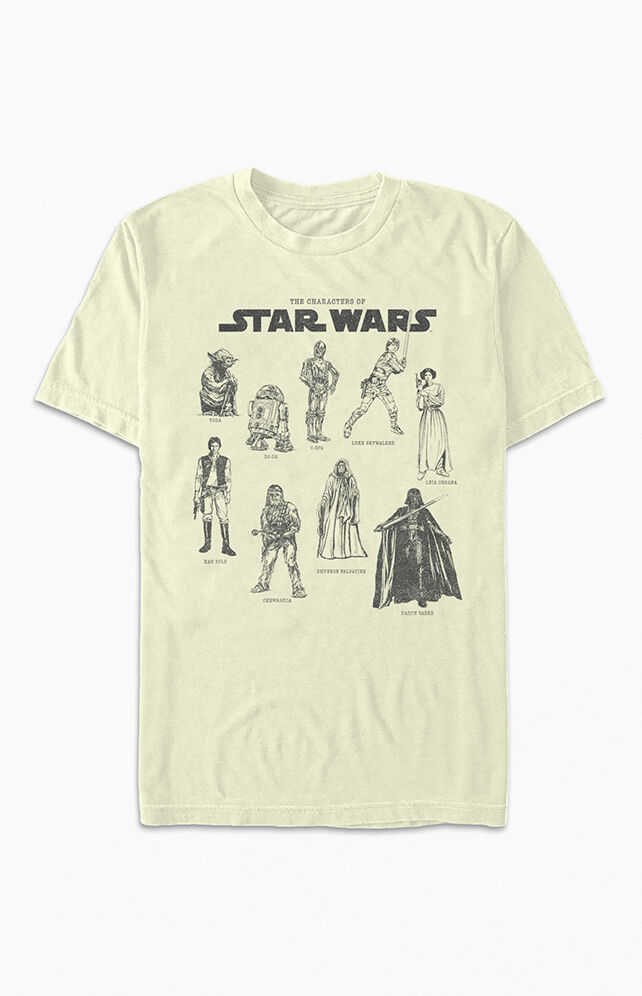 PacSun for FIFTH SUN Womens Star Wars Character Chart T-Shirt - Natural  size XL | AccuWeather Shop