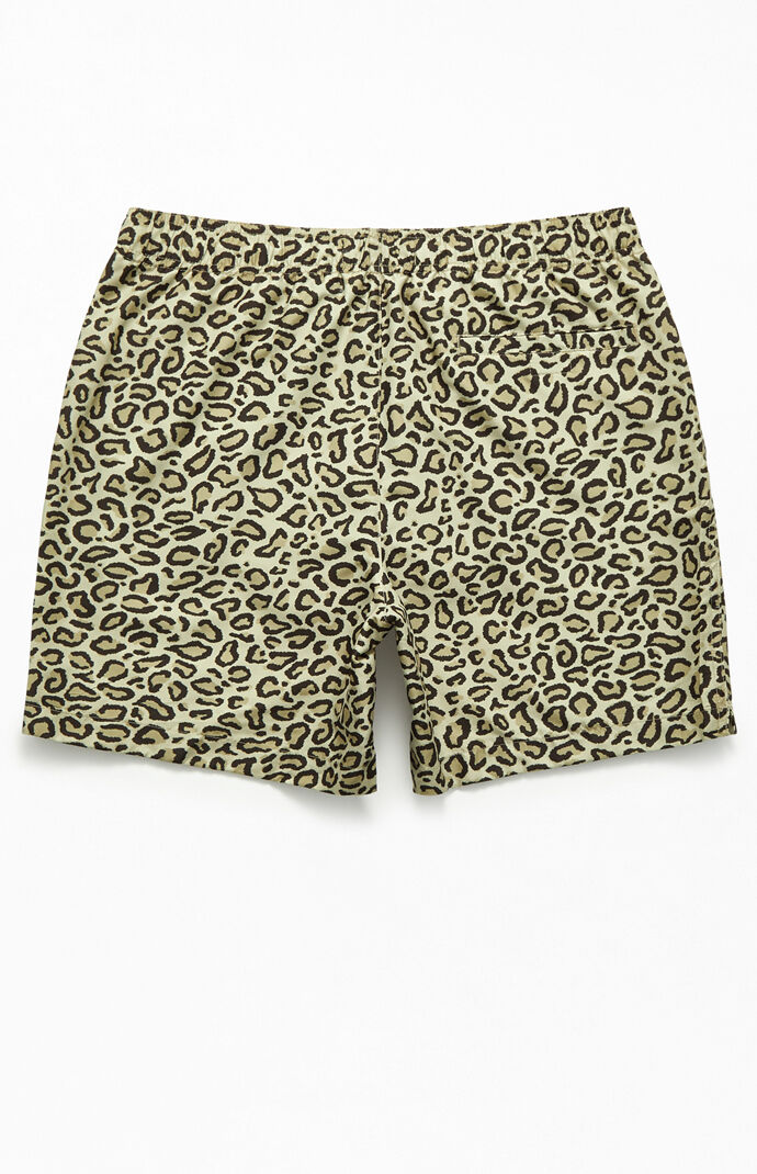 mens leopard swim trunks