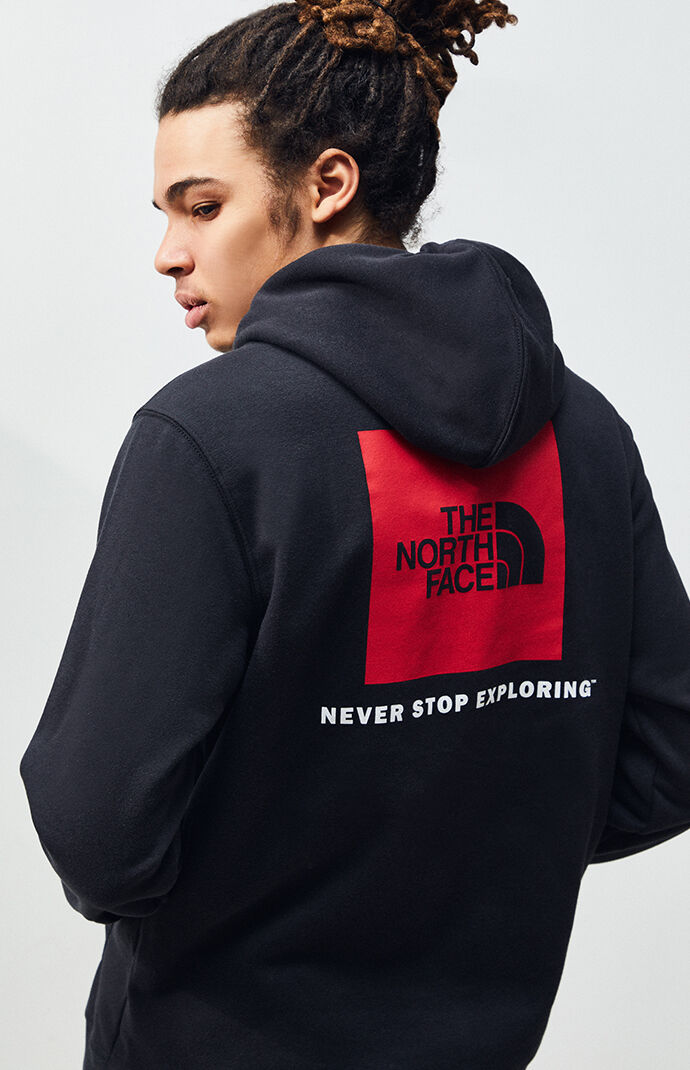 black and red north face hoodie