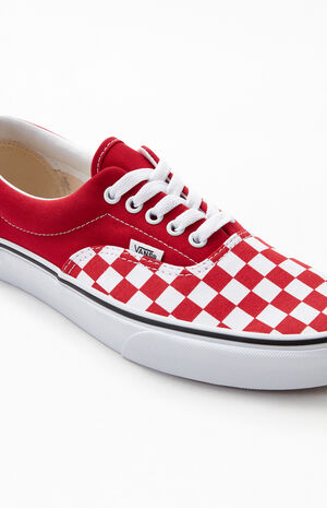 Vans Women's Red Era Checkerboard Authentic Sneakers | PacSun | PacSun