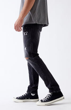 PacSun Black Paint Splatter Skinny Jeans | PacSun