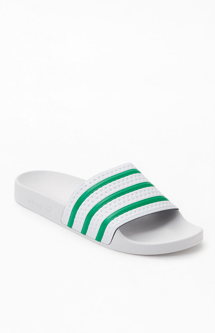 green adidas sliders