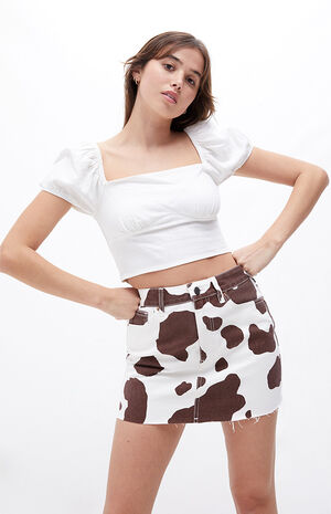 PacSun Cow Print Ultra High Waisted Mini Skirt | PacSun