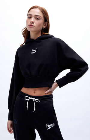 Puma Black Classic Fashion Cropped Hoodie | PacSun