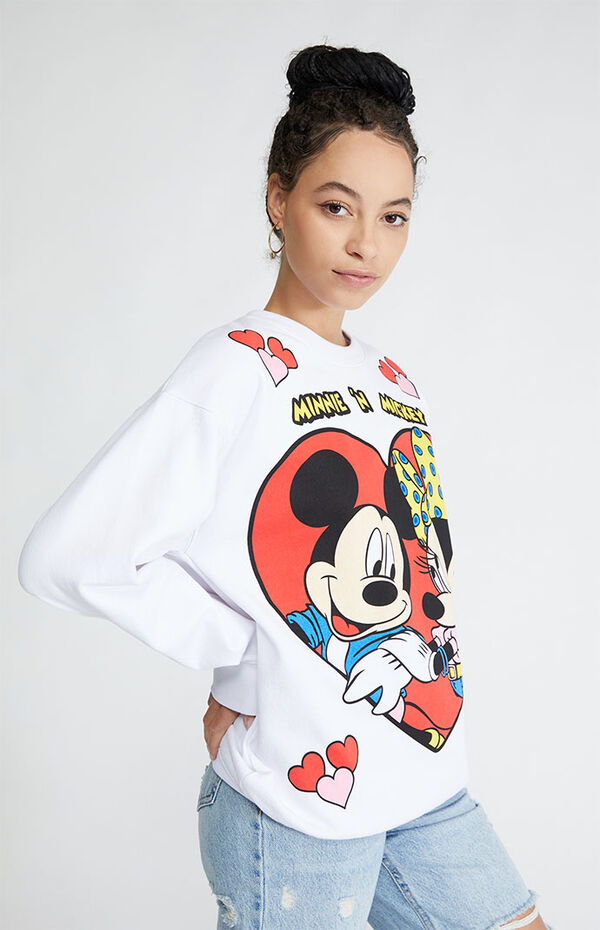 Disney Mickey & Minnie Hearts Crew Neck Sweatshirt | PacSun