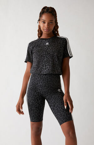 adidas Originals 'Leopard Luxe' cropped t-shirt in off white