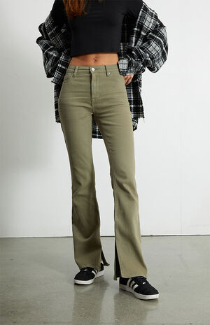 PacSun Green High Waisted Slim Flare Jeans | PacSun