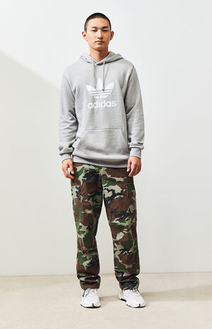 adidas Heather Grey Trefoil Pullover Hoodie | PacSun
