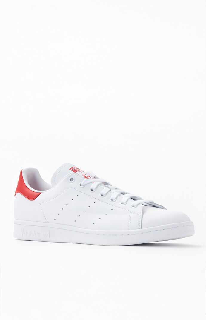 adidas White & Red Stan Smith Shoes | PacSun