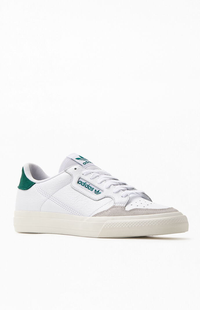 adidas white & green continental vulc trainers