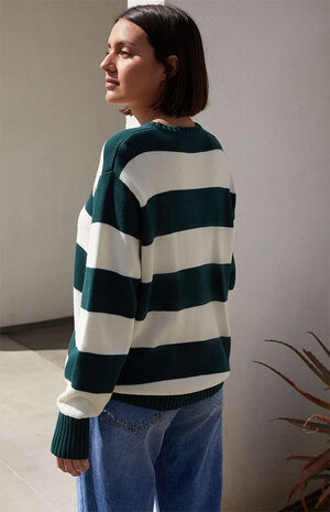 John Galt Green & White Striped Brianna Sweater | PacSun
