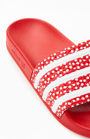 adidas Women's Red & White Polka Dot Adilette Slide Sandals | PacSun