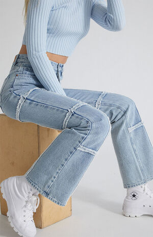 PacSun Eco Frayed High Waisted Bootcut Jeans | PacSun