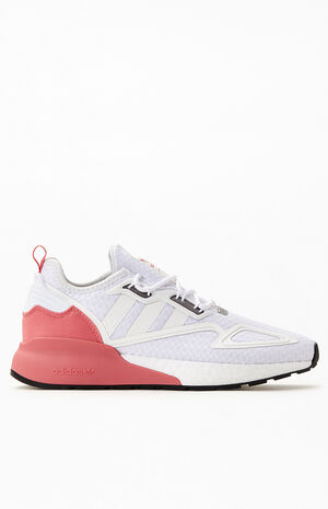 adidas Women's White & Pink ZX 2K Boost Sneakers | PacSun