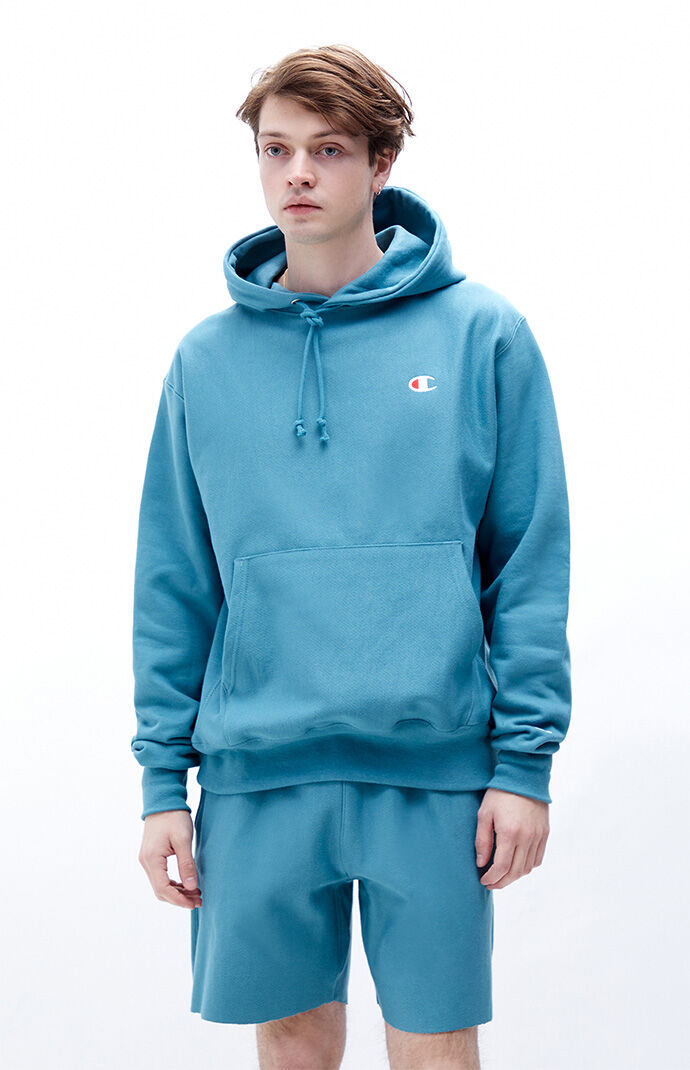 Best Selling Champion Mens Mini C Reverse Weave Pullover Hoodie - Blue size  XL | AccuWeather Shop