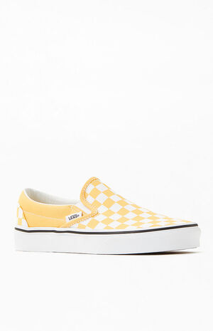 Vans Orange Checkered Classic Slip-On Sneakers | PacSun