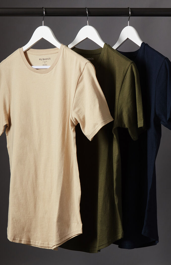 PS Basics Mens Three Pack Scallop T-Shirts - Multicolor size Small on  PacSun | AccuWeather Shop