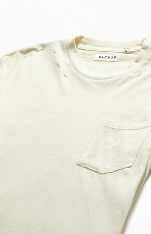 PacSun White Distressed Pocket T-Shirt | PacSun