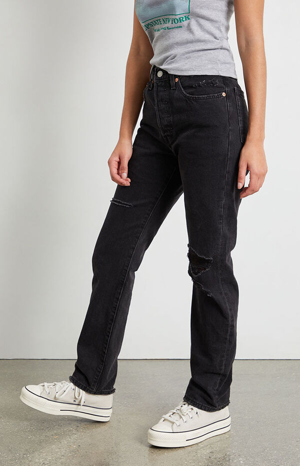 Levi's Black 501 Ripped High Rise Jeans | PacSun