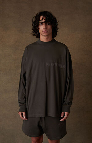Fear of God Essentials Off Black Long Sleeve T-Shirt | PacSun