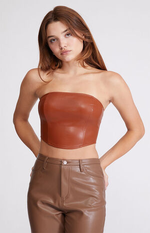 Kendall & Kylie Faux Leather Strapless Tube Top | PacSun