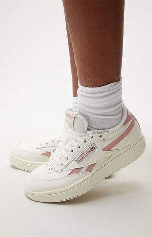 Reebok Women's White & Pink Club C Double Sneakers | PacSun