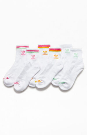 adidas 3 Pack White & Pink OG Comfort Quarter Socks | PacSun